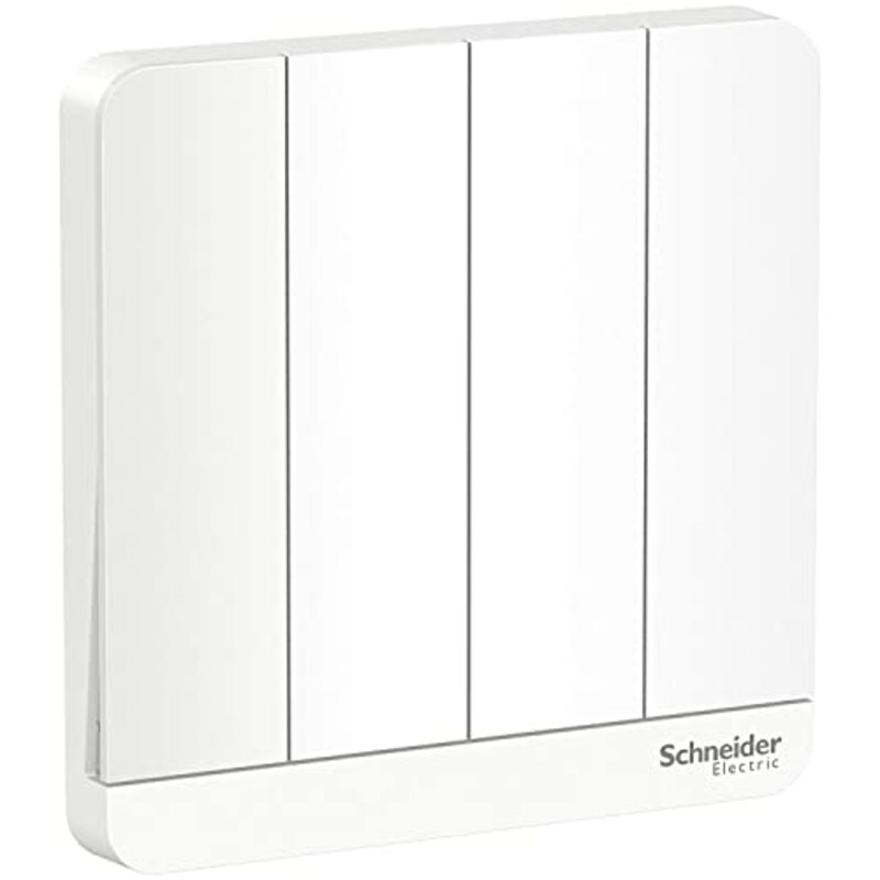 Schneider Electric E8334L1_WE AvatarOn White - 1-way plate switch 4 gang - 16AX - White - Pack of 3